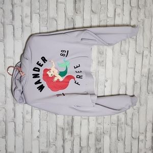 Hot Topic Purple Little Mermaid Wander Free Cropped Hoodie